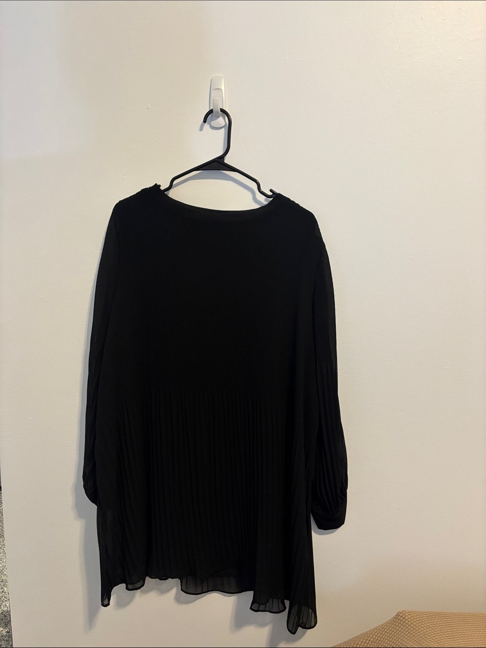 Zara Black Pleated Long Sleeve Dress